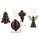 Addobbo natalizio carta FSC 100% assortito rosso verde con glitter oro 6 cm s3