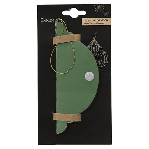 Pendente esférico em papel 100% FSC, vermelho e verde com purpurina dourada, 15 cm 2
