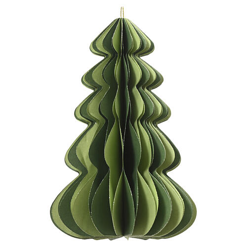 Décoration en forme d'arbre en papier 100% FSC vert, double cordon de suspension 16 cm 1