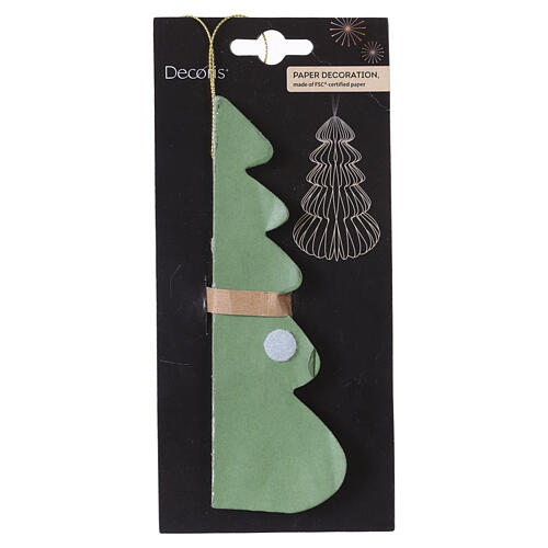 Décoration en forme d'arbre en papier 100% FSC vert, double cordon de suspension 16 cm 2