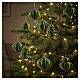 Hanging Christmas decoration, 100% FSC paper, green with gold glitter, 4 assorted designs, 3 in s2