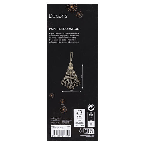 Faltbarer Weihnachtsbaum aus 100 % FSC-Papier in Champagner mit Glitzer 20x15 cm 3