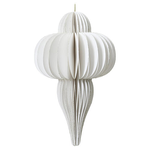 White paper Christmas pendant with champagne edge, 100% FSC paper, 8x5 in 1