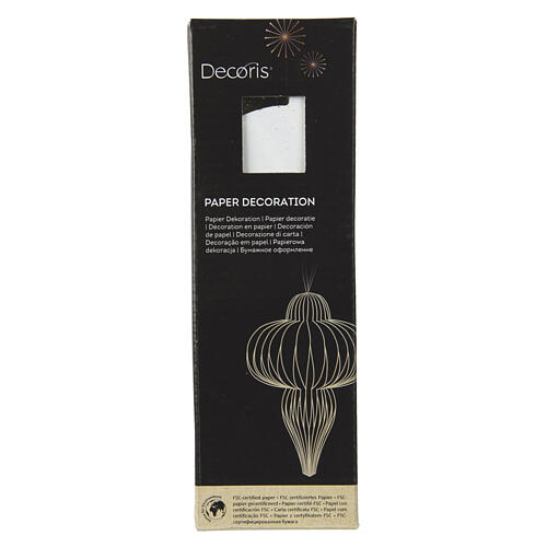 Pendente natalizio in carta bianca bordo champagne FSC 100% 20x10 cm 2