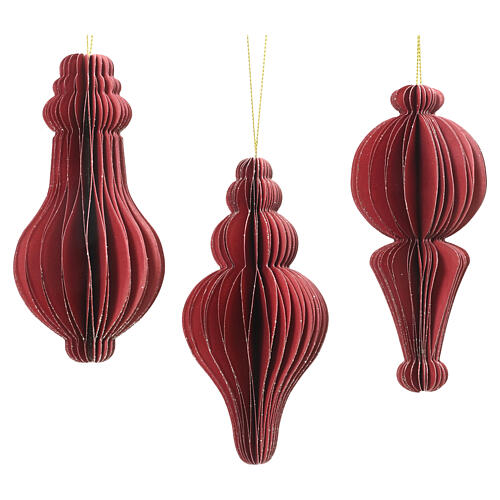 Assorted Christmas ornaments in 100% FSC red paper 10x5 cm 1