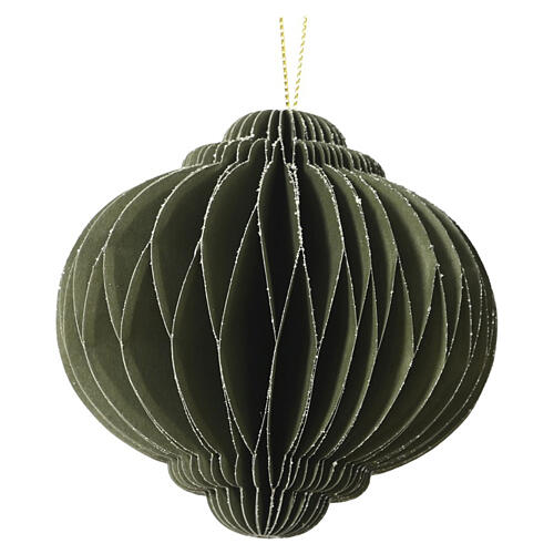 Box of 4 assorted green Christmas decorations, 100% FSC paper, 4x4 in 3