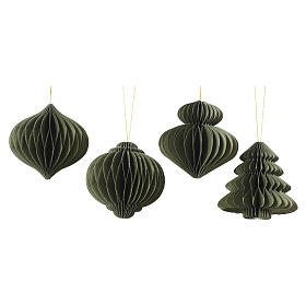 Décorations de Noël assorties vertes en papier 100% FSC 10x10 cm