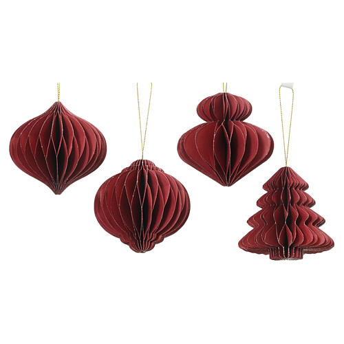 Décorations de Noël assorties rouges en papier 100% FSC 10x10 cm 1