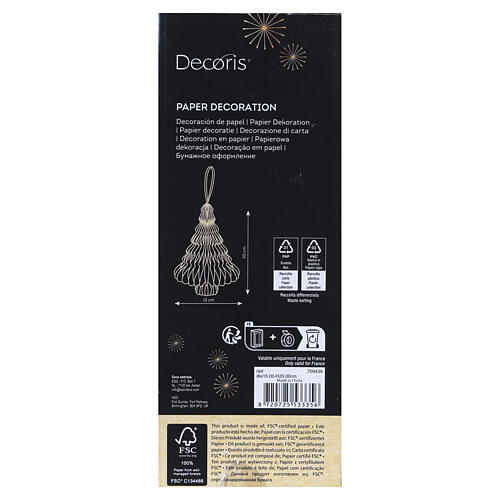 Enfeite para árvore de Natal para pendurar vermelho em papel 100% FSC 20x15 cm 3