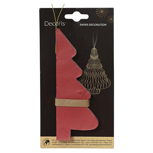 Décoration sapin de Noël à suspendre rouge en papier 100% FSC 15x10 cm 2