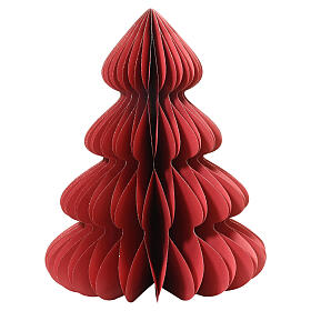 Sapin de Noël tridimensionnel rouge en papier 100% FSC 90x70 cm