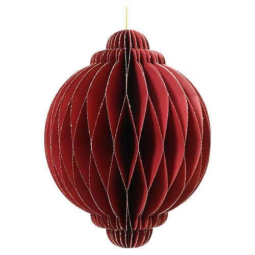 Ornement de Noël oignon en papier rouge 100% FSC 15x10 cm 1