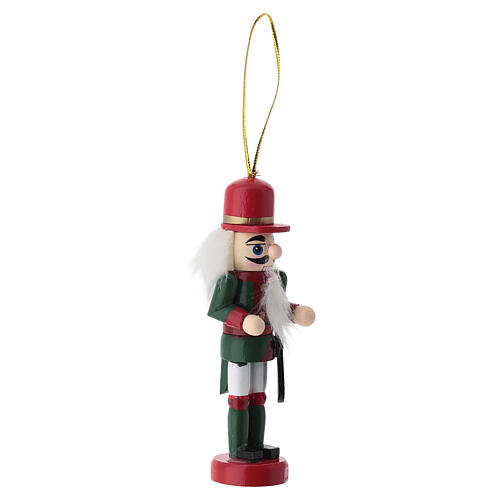 Wooden Christmas nutcracker tree ornament with green and red saber 6