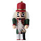Wooden Christmas nutcracker tree ornament with green and red saber s3