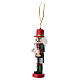 Wooden Christmas nutcracker tree ornament with green and red saber s4