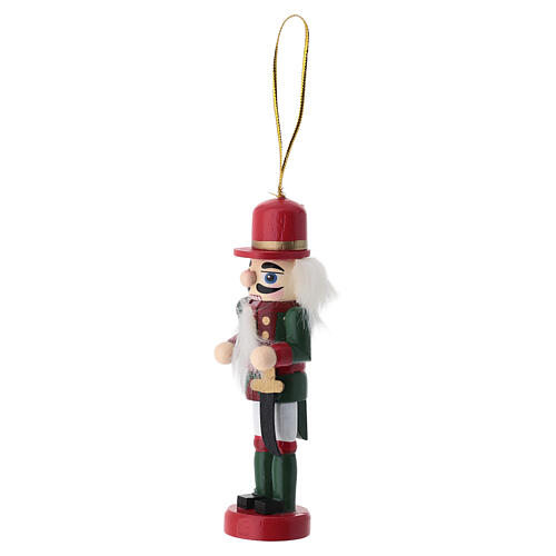 Addobbo albero schiaccianoci legno con sciabola verde e rosso  4