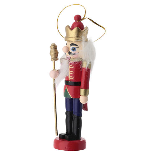 Adorno navideño madera cascanueces con cetro dorado 4