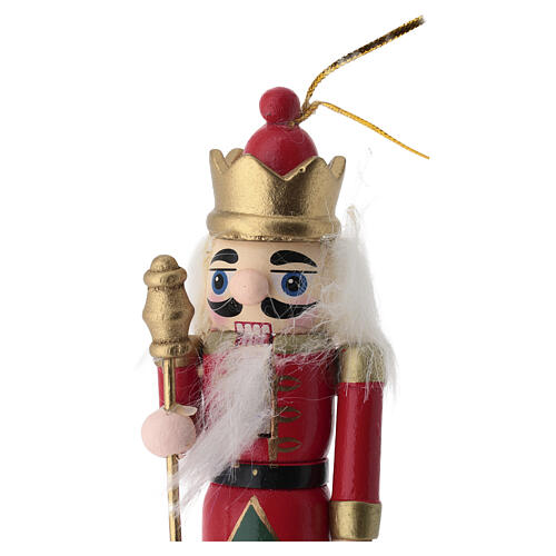 Adorno navideño madera cascanueces con cetro dorado 5