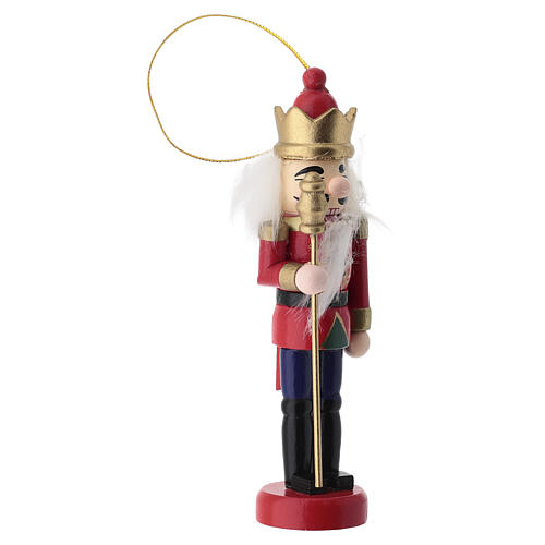 Adorno navideño madera cascanueces con cetro dorado 6