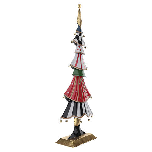 Multicolour metal Christmas tree with jingle bells, h 26 in 3