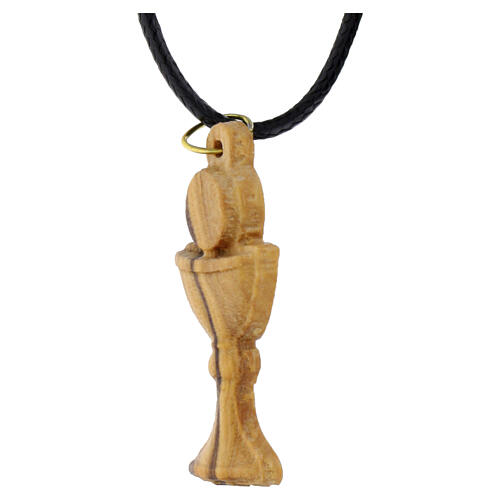Collana calice legno d'olivo Terrasanta 4 cm 3