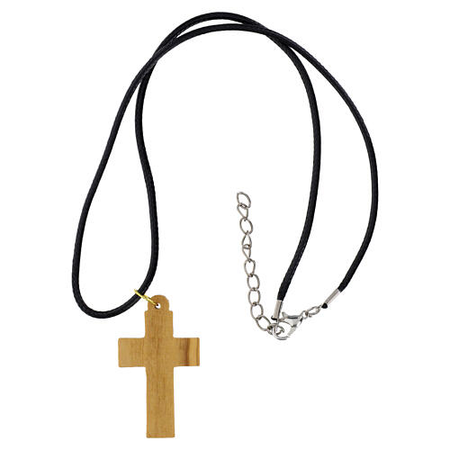Collana croce con colomba legno d'olivo Terrasanta 5x2,5 cm 4