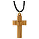 Collana croce con cuore legno d'olivo Terrasanta 4x2,5 cm s2