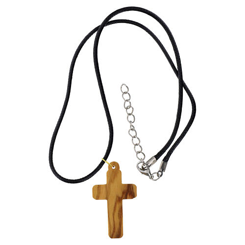 Collana croce con Cristo legno d'olivo Terrasanta 4x2,5 cm 4
