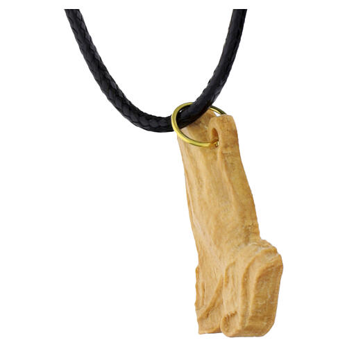 Collana mani in preghiera legno Terrasanta 3x3 cm 3