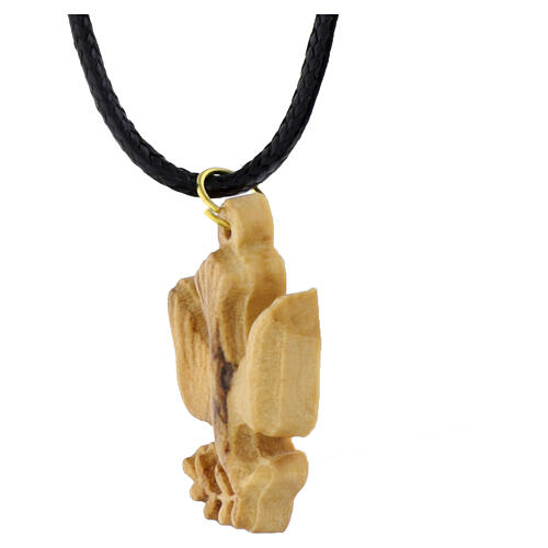 Collana colomba con ramo in legno Terrasanta 3x3 cm 3