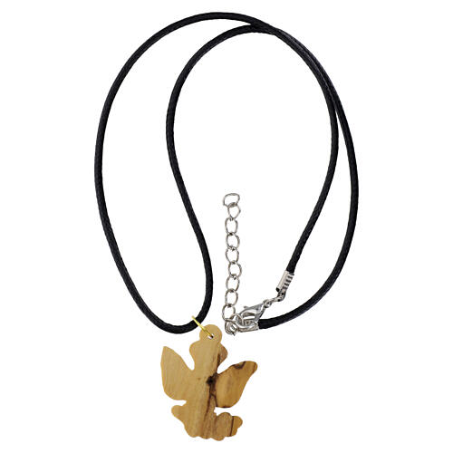 Collana colomba con ramo in legno Terrasanta 3x3 cm 4