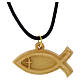 Collana Ichthys con croce legno d'olivo Terrasanta 3,5x2,5 cm s2