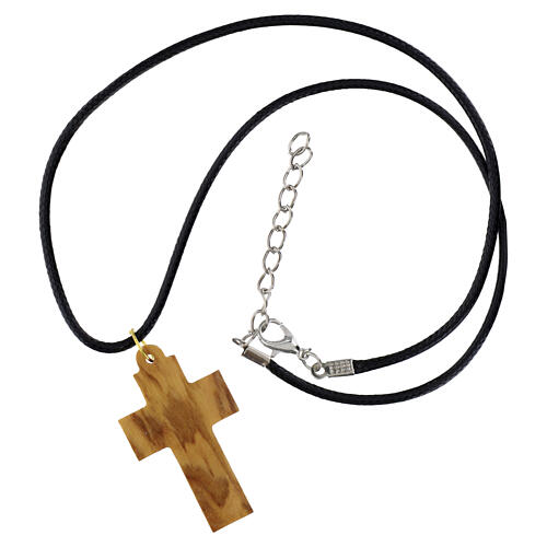 Collana croce con colomba legno d'olivo Terrasanta 4x2,5 cm 4