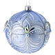Light blue blown glass Christmas bauble with silver decorations, 3.9 in s1
