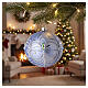 Light blue blown glass Christmas bauble with silver decorations, 3.9 in s2