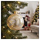 Beige blown glass Christmas bauble with glitter branches and berries, 3.1 in s2