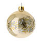 Beige blown glass Christmas ball with branches and glitter berries 8 cm s1