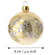 Beige blown glass Christmas ball with branches and glitter berries 8 cm s3
