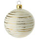 Blown glass Christmas ornament, white with beige and gold brushstrokes, 3.15 in s1