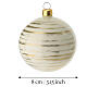 Addobbo natalizio in vetro soffiato bianco con pennellate beige e oro 80mm s3