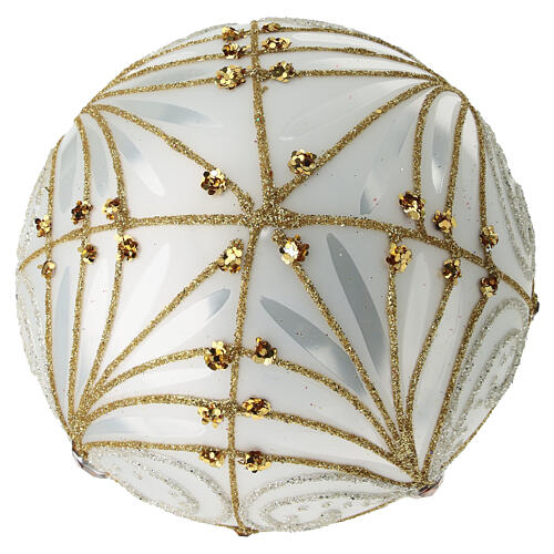 White, gold and silver blown glass Christmas bauble with amber details, 3.9 in 5