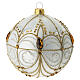 White, gold and silver blown glass Christmas bauble with amber details, 3.9 in s1