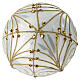Boule de Noël en verre soufflé blanc, or et argent avec détails ambre 100 mm s5