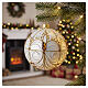 Bola de Natal de vidro soprado branco, dourado e prateado com detalhes âmbar 100 mm s2