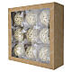 Boule de Noël en verre soufflé transparent avec décors dorés et pierres ambrées 100 mm s6