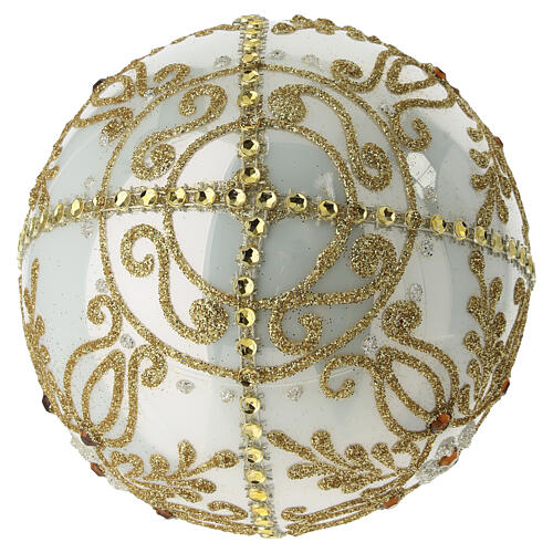 Bola de Natal vidro soprado transparente com decorações douradas e pedras âmbar 100 mm 5