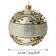 Decorazione natalizia in vetro soffiato bianco fascia glitter argento decori oro 100mm s3