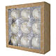Decorazione natalizia in vetro soffiato bianco fascia glitter argento decori oro 100mm s6