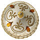 White blown glass Christmas bauble with gold glitter and amber decor 100 mm s4
