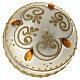 White blown glass Christmas bauble with gold glitter and amber decor 100 mm s5